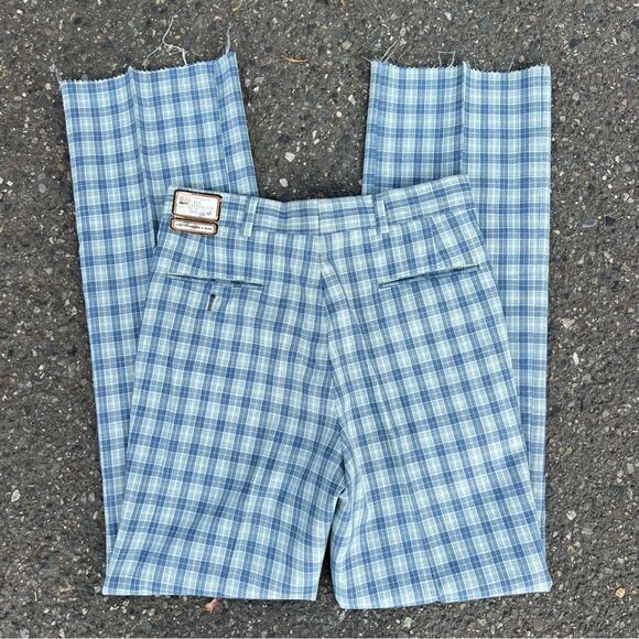 60s Jack Nicklaus HART SCHAFFNER MARX blue plaid polyester golf pants NWT 33x36 - Picture 2 of 10